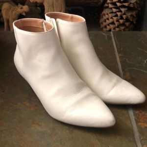 White Pleather Booties Mini Heel